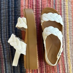 CROCS White Braided Sandals